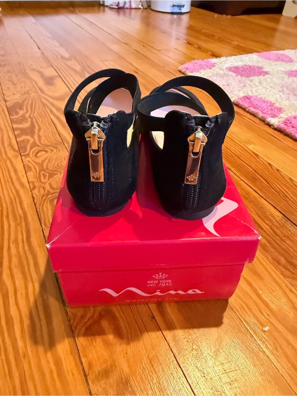 Nina Black Girls Mary Jane Flats with Cross Straps